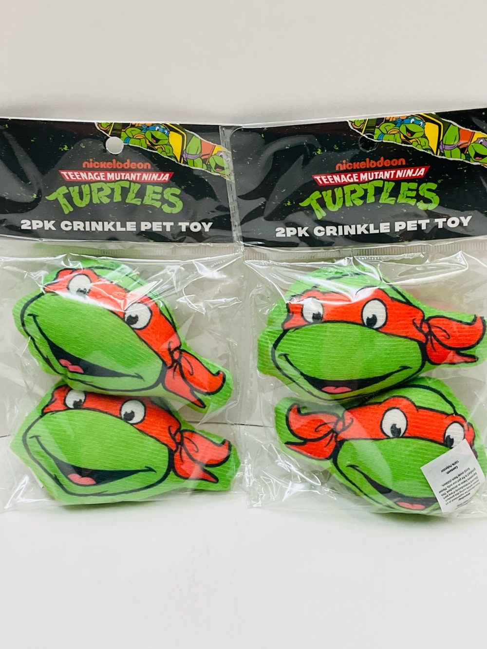 NEW 4pc Teenage Mutant Ninja Turtles 2-Pack Crinkle Pet Toys | Dog Cat Novelty